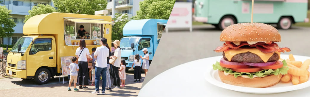 ハンバーガーのキッチンカーを呼ぶ