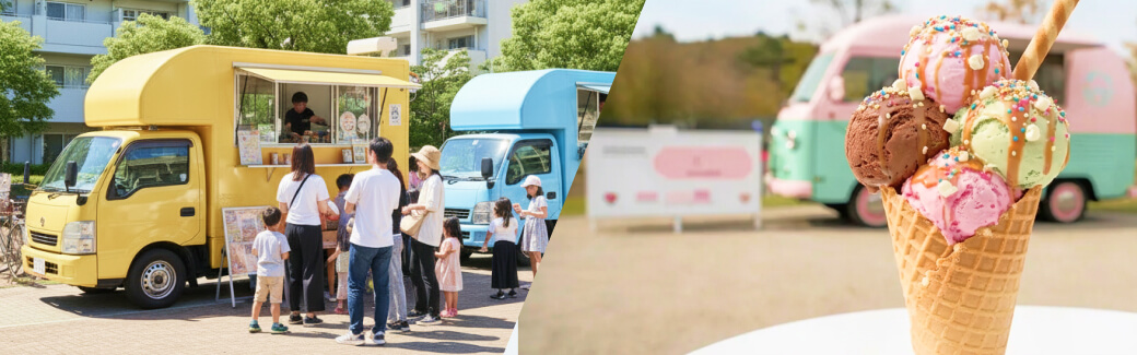 アイスクリームのキッチンカーを呼ぶ