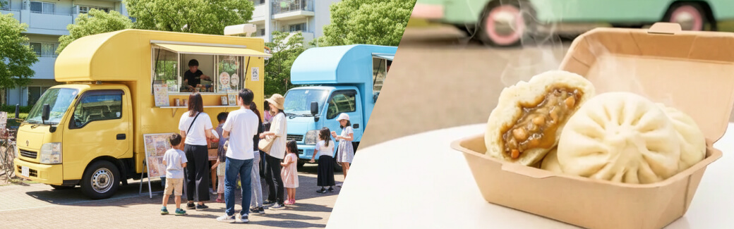 肉まんのキッチンカーを呼ぶ