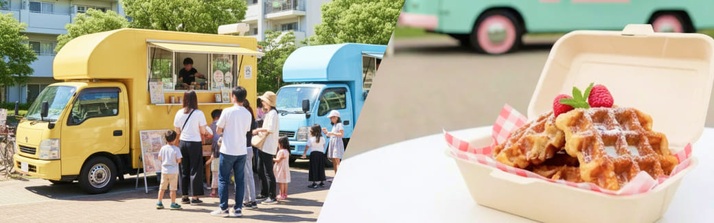 ワッフルのキッチンカーを呼ぶ